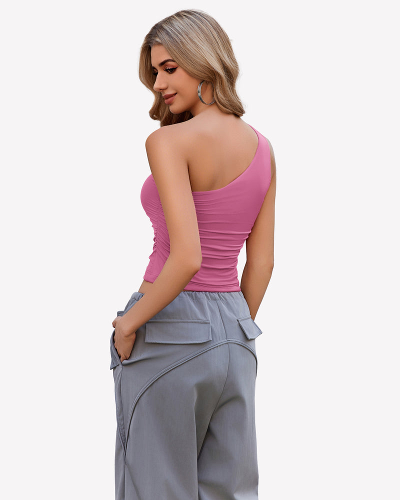 One Shoulder Tank Top Crop Tops