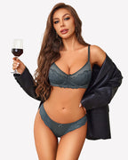 Satin Lace Unlined Bra and Panty Set