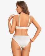 Satin Lace Unlined Bra and Panty Set