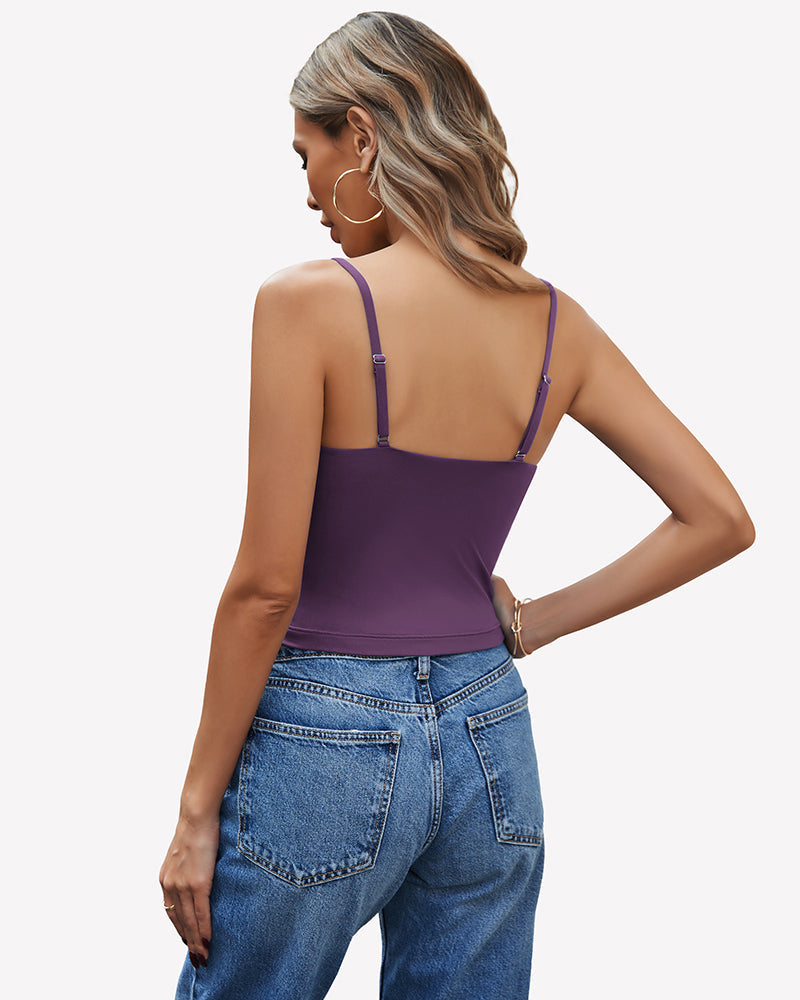 V Neck Spaghetti Strap Y2K Cami Tops