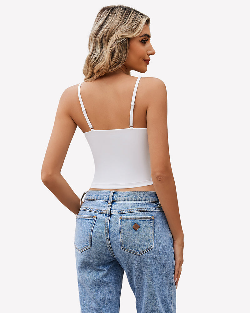 V Neck Spaghetti Strap Y2K Cami Tops