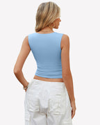 Square Neck Tank Top Basic Crop Tops