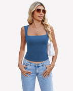 Square Neck Tank Top Basic Crop Tops