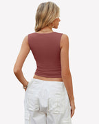 Square Neck Tank Top Basic Crop Tops