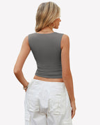 Square Neck Tank Top Basic Crop Tops