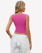 Square Neck Tank Top Basic Crop Tops