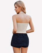 Double Lined Backless Ribbed Crop Top