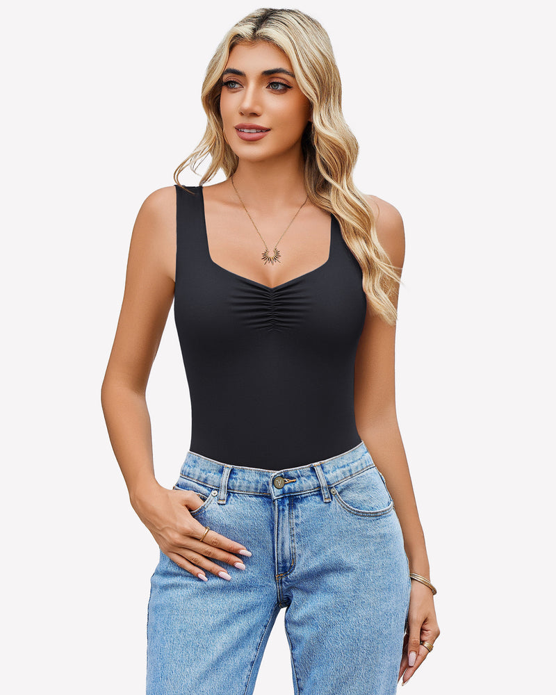 Sweetheart Neck Ruched Bodysuit