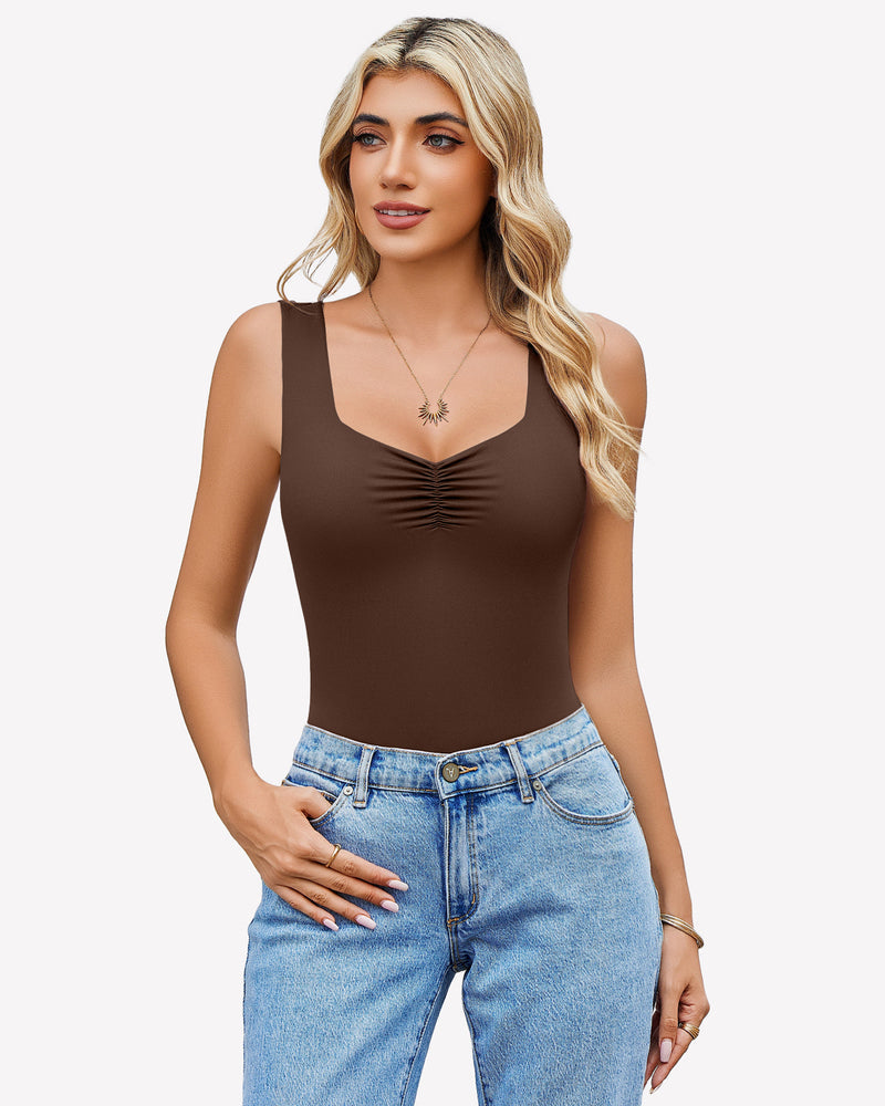 Sweetheart Neck Ruched Bodysuit