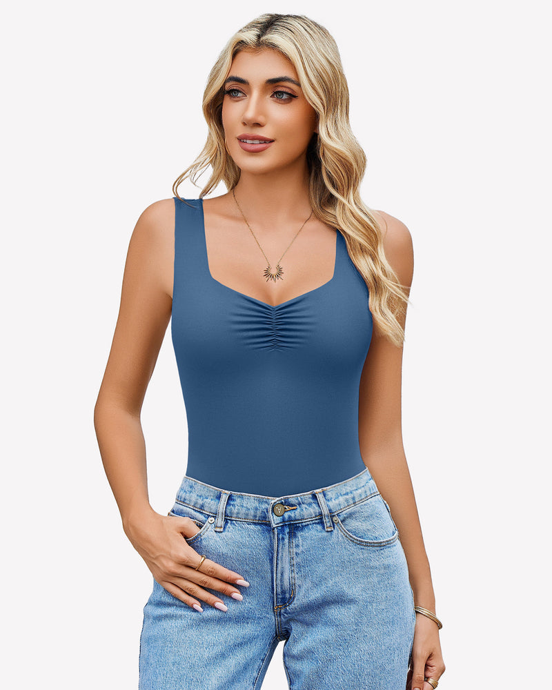 Sweetheart Neck Ruched Bodysuit