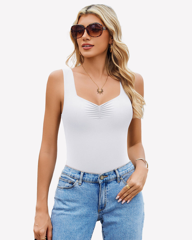 Sweetheart Neck Ruched Bodysuit