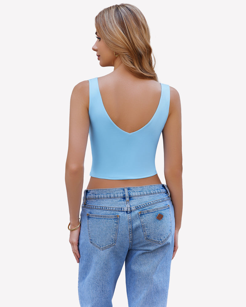 Crop Plunge Tank Tops Camisoles