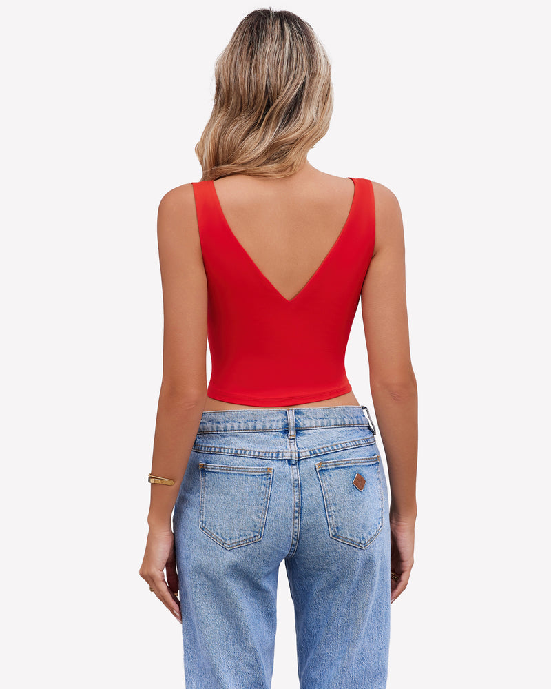 Crop Plunge Tank Tops Camisoles