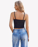 Lace Sleeveless Sweetheart Neck Crop Top