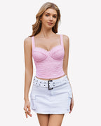 Lace Sleeveless Sweetheart Neck Crop Top
