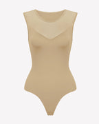 Mesh Crew Neck Sleeveless Bodysuit