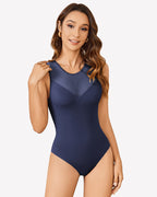Mesh Crew Neck Sleeveless Bodysuit