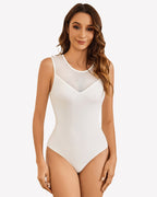 Mesh Crew Neck Sleeveless Bodysuit