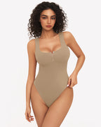 Button Down Square Neck Sleeveless Bodysuit
