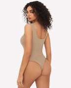 Button Down Square Neck Sleeveless Bodysuit