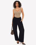 Button Down Square Neck Sleeveless Bodysuit