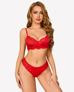 Floral Lace Underwire Bra and Pany Set