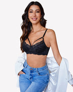 Lace Adjustable Strap Two Layer V Neck  Bra