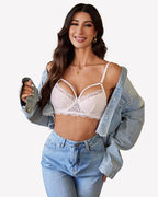 Lace Adjustable Strap Two Layer V Neck  Bra