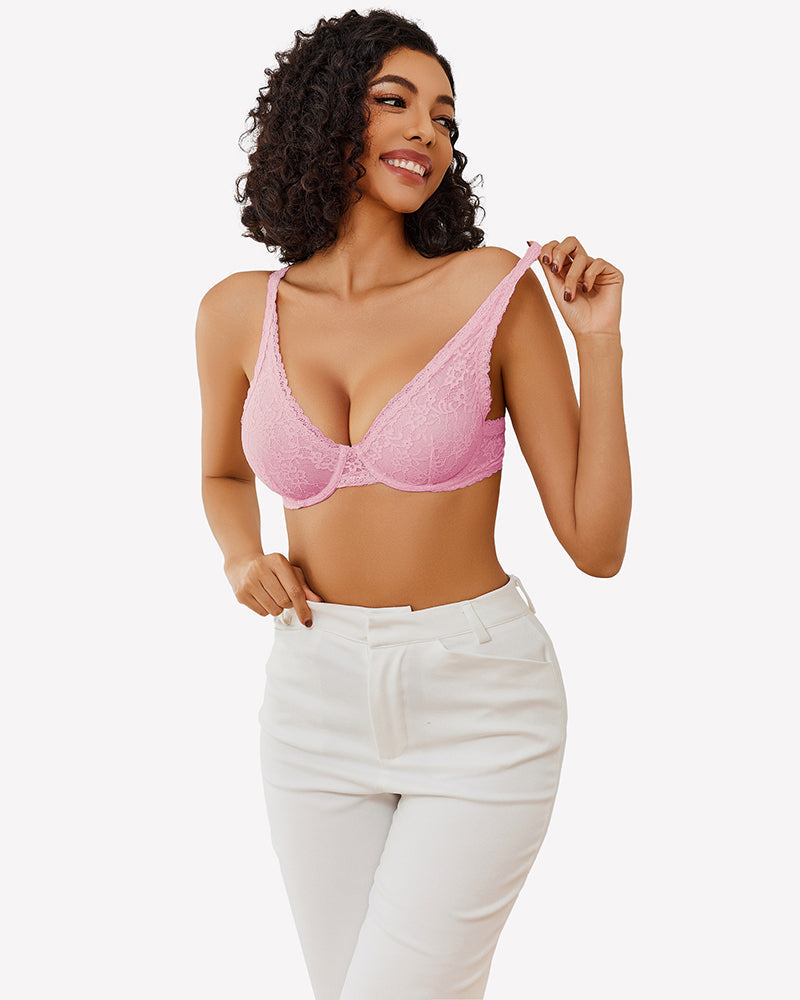 Sheer Underwire Unlined Plunge Bras