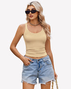 Square Neck Racerback Ribbed Tops