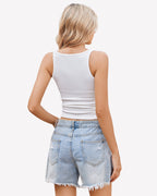 Square Neck Racerback Ribbed Tops