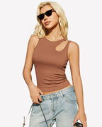 Hollow Out Crop Tank Top Y2K Fitted Going Out Concert Top