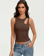 Hollow Out Crop Tank Top Y2K Fitted Going Out Concert Top