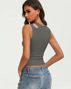 Hollow Out Crop Tank Top Y2K Fitted Going Out Concert Top