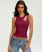 Hollow Out Crop Tank Top Y2K Fitted Going Out Concert Top