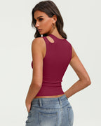 Hollow Out Crop Tank Top Y2K Fitted Going Out Concert Top