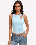 Hollow Out Crop Tank Top Y2K Fitted Going Out Concert Top