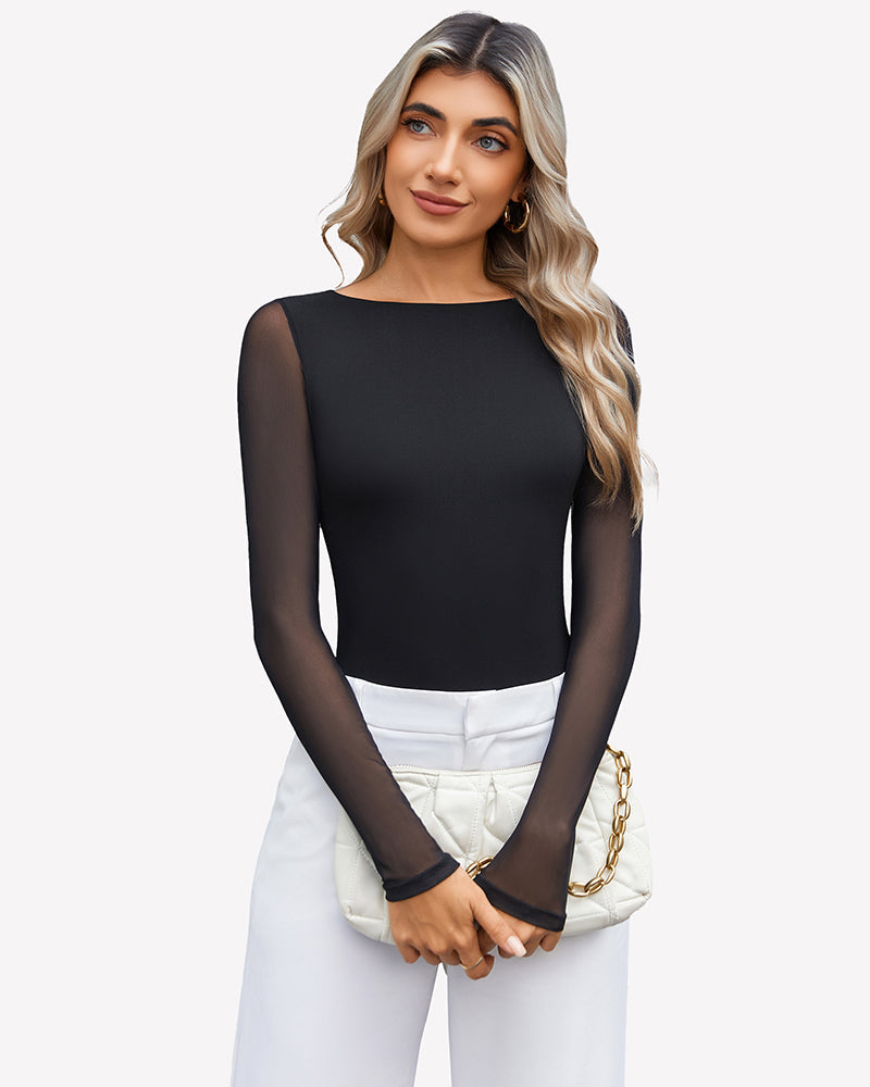 Mesh Long Sleeve Bodysuit