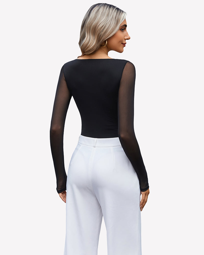 Mesh Long Sleeve Bodysuit
