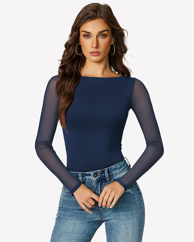 Mesh Long Sleeve Bodysuit