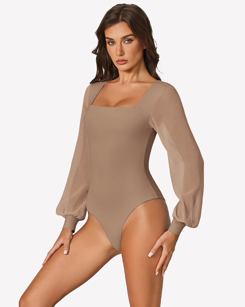Puff Long Sleeve Bodysuit Leotards