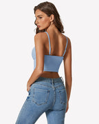 Tie Front Crop Top Cutout Tank Top