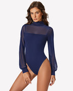 Long Sleeve Mesh Turtleneck Bodysuit
