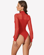 Long Sleeve Mesh Turtleneck Bodysuit