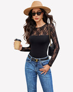 Lace Long Sleeve Bodysuit Tops