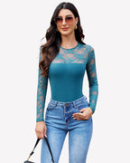 Lace Long Sleeve Bodysuit Tops