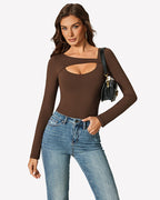 Long Sleeve Bodysuit Cutout Shapewear