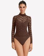 Long Sleeve Bodysuit Lace Tops Two Piece Set