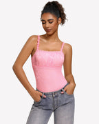Lace Thong Bodysuit Square Neck Sleeveless Cami Going Out Top