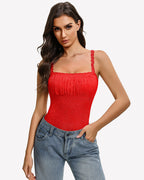 Lace Thong Bodysuit Square Neck Sleeveless Cami Going Out Top